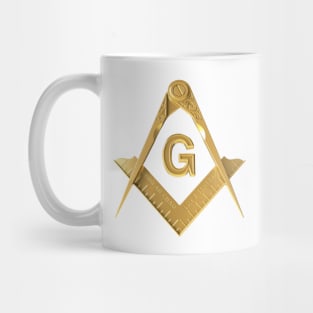 Gold Square & Compass Masonic Freemason Mug